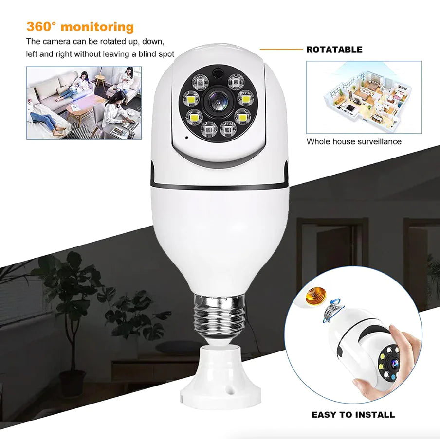 360° 1080P Light Bulb Camera Wi-Fi Smart Home Camera