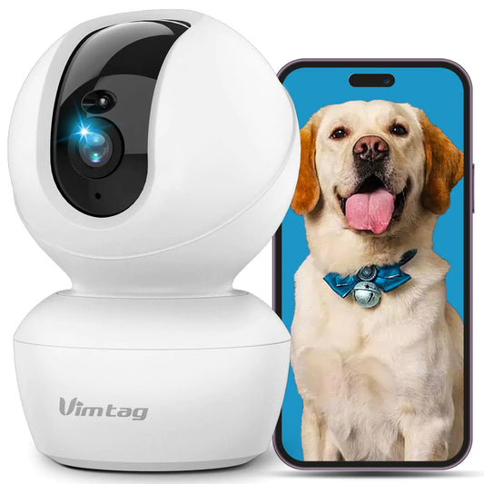 VIMTAG Dog Camera 3.5K/6MP 360° Pan/Tilt 2.4G Indoor Camera for Pet/Baby/Home Security with Phone App 2-Way Audio/AI Human/Sound/Motion Detection Night Vision Support Alexa/Max 512G TF Card