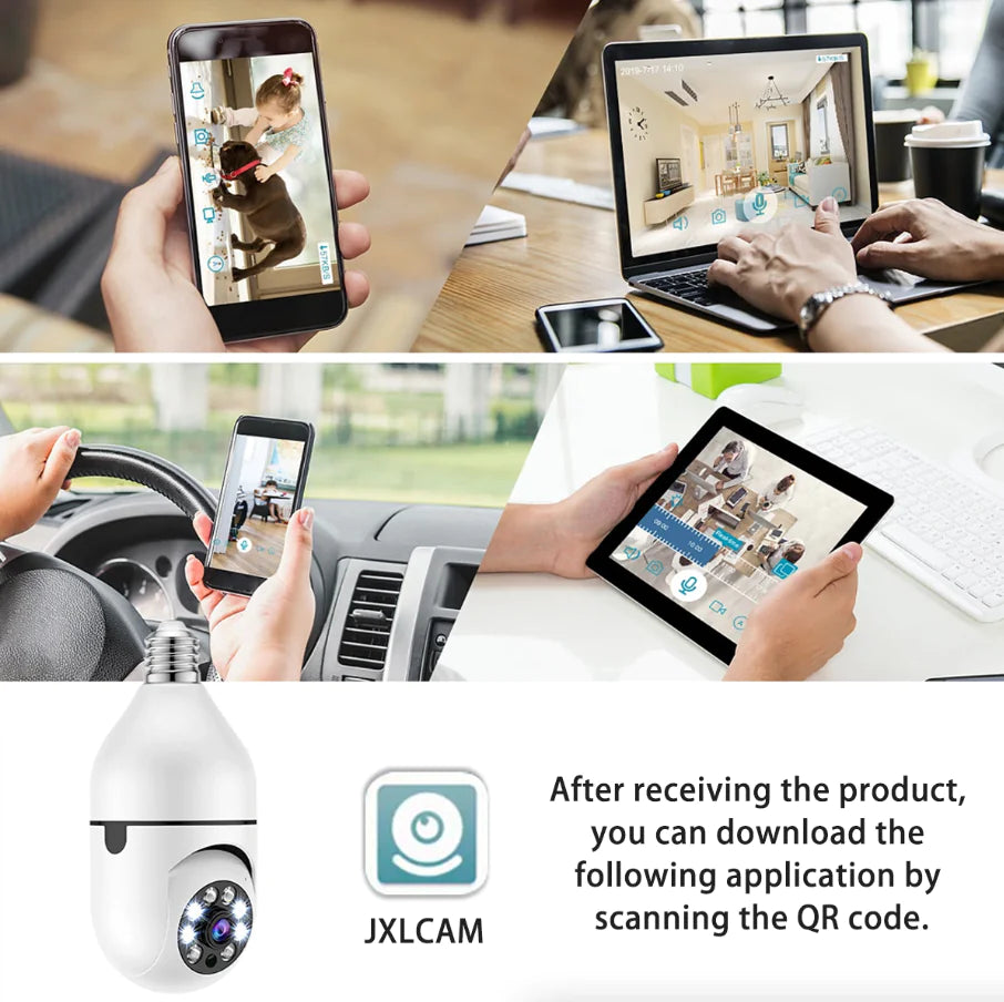 360° 1080P Light Bulb Camera Wi-Fi Smart Home Camera