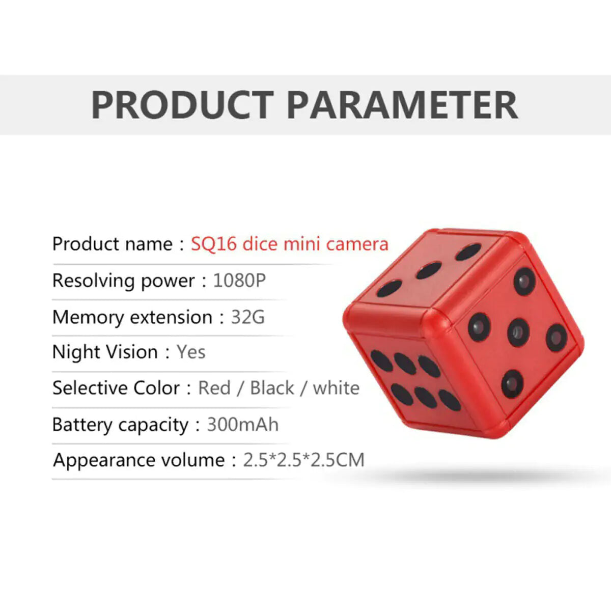 Mini Dice Smart Camera-Night Vision HD 1080P Motion Detect Cam