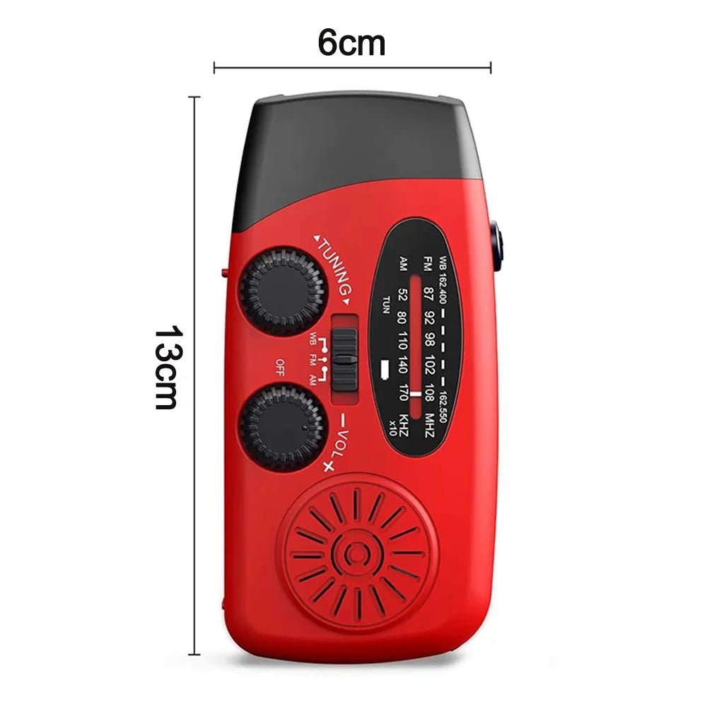 Emergency  Radio Crank Solar Hand Weather 1000mAh Power Bank Charger Flash Light