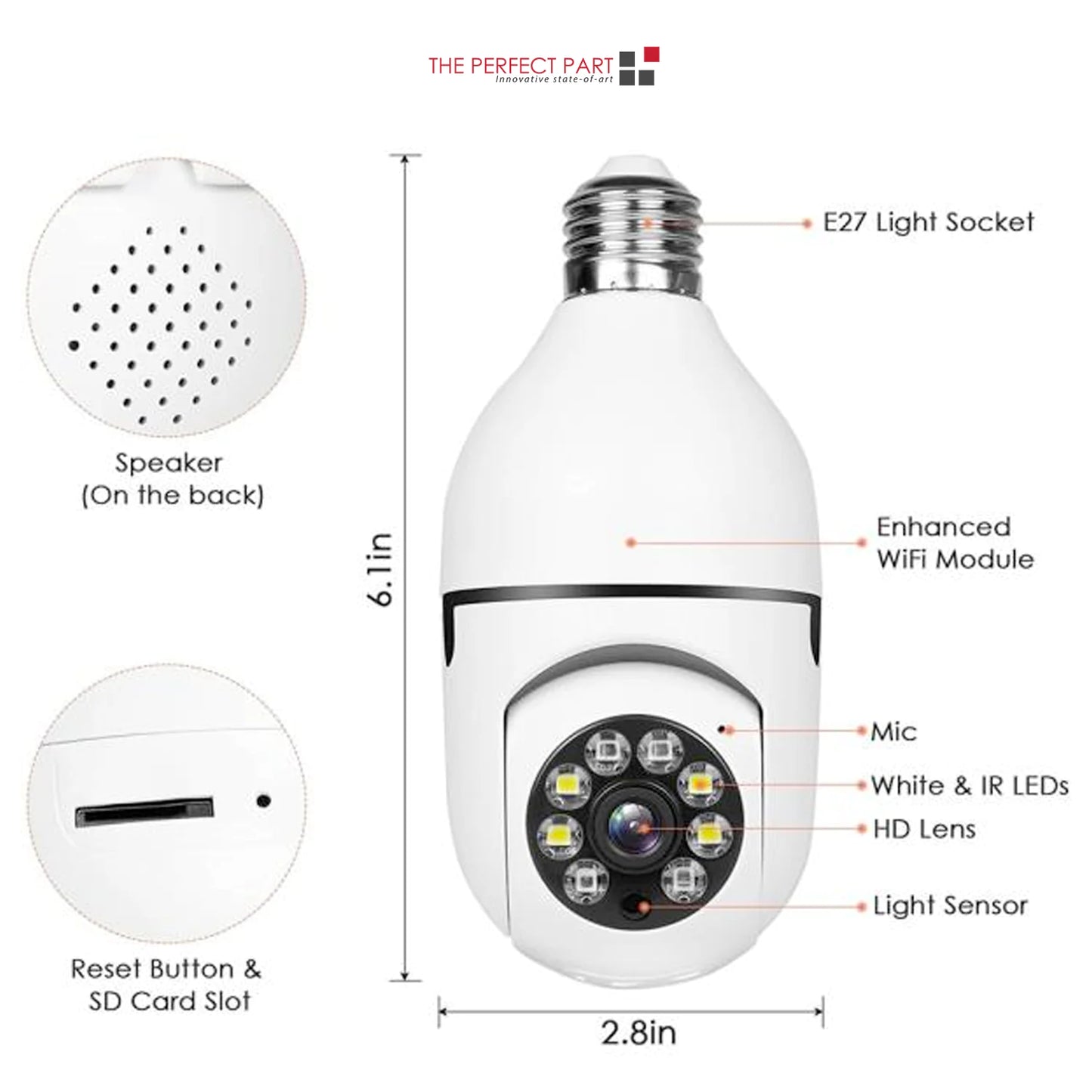 360° 1080P Light Bulb Camera Wi-Fi Smart Home Camera