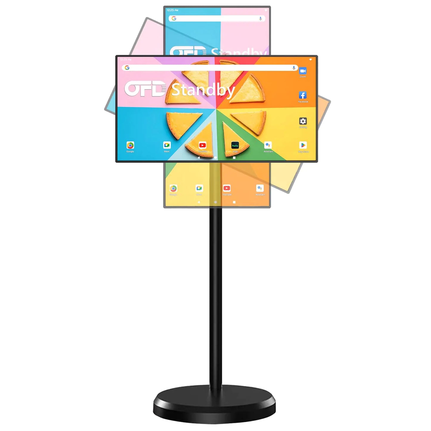 OFD 22-Inch Portable TV on Wheels 1080P4GB RAM+64GB Storage Touch Screen 100% sRGB DisplaysRotating Smart Screen Tablet TV with BaseMobile TV in HouseWireless TV Battery Life 6000mAh(4-6H)Black