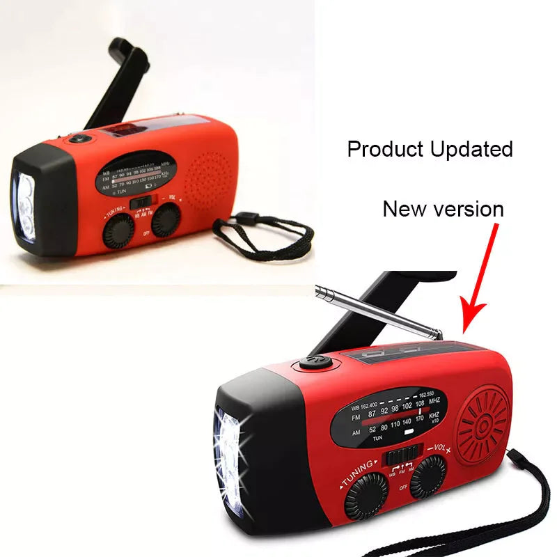 Emergency  Radio Crank Solar Hand Weather 1000mAh Power Bank Charger Flash Light