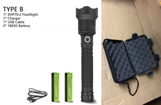 XHP70.2/XHP50 High-Power LED Flashlight, USB Rechargeable